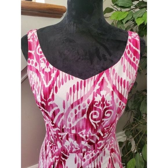 Perceptions Women's Pink Cotton Sleeveless Sweatheart Neck Knee Length Dress 12 - Picture 4 of 11